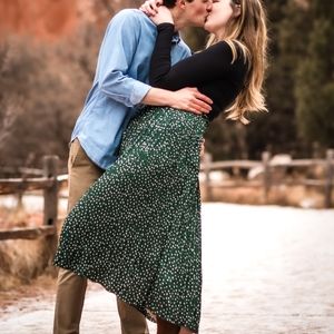 Dark Green Polk-a-dot Midi Skirt